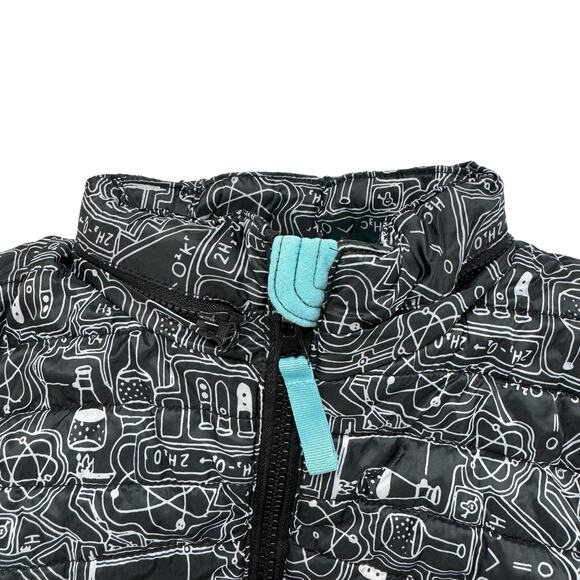 CAT & JACK Science STEM Puffer Jacket Size 3T Kids Black White Lined Hood - Picture 5 of 7